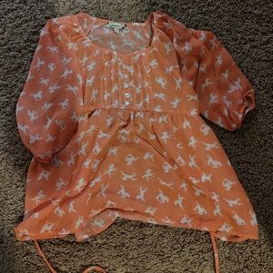 Speechless Orange Top with White Pattern